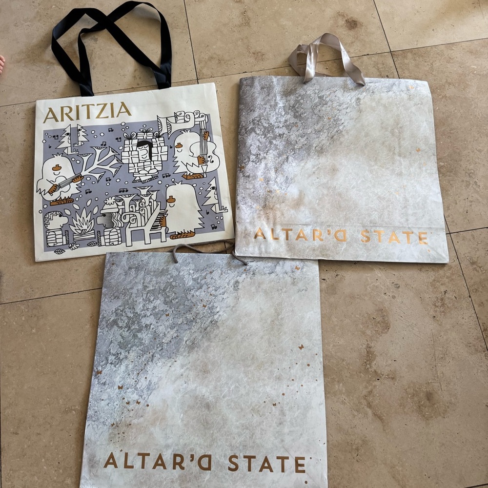 3 winter shopping bags, Aritza and Altar’d State